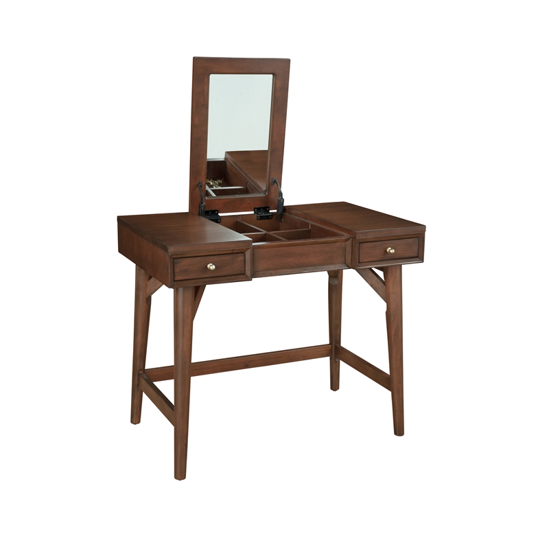 Pemberly Row Modern / Contemporary Bedroom Vanity in Walnut Finish