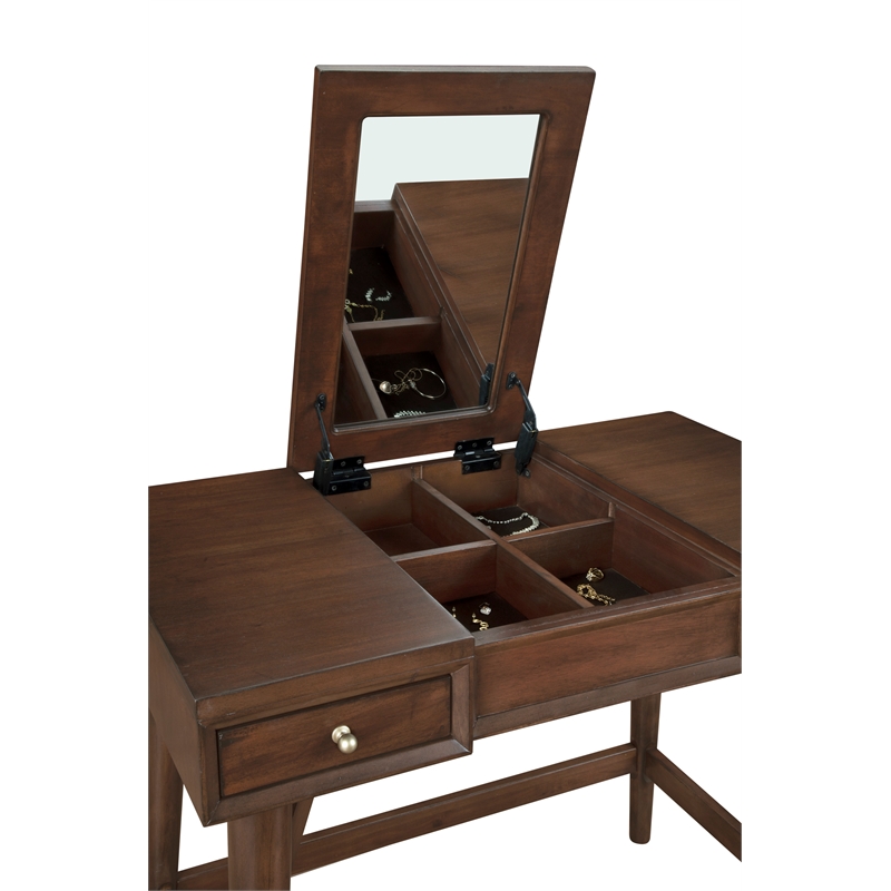 Pemberly Row Modern / Contemporary Bedroom Vanity in Walnut Finish