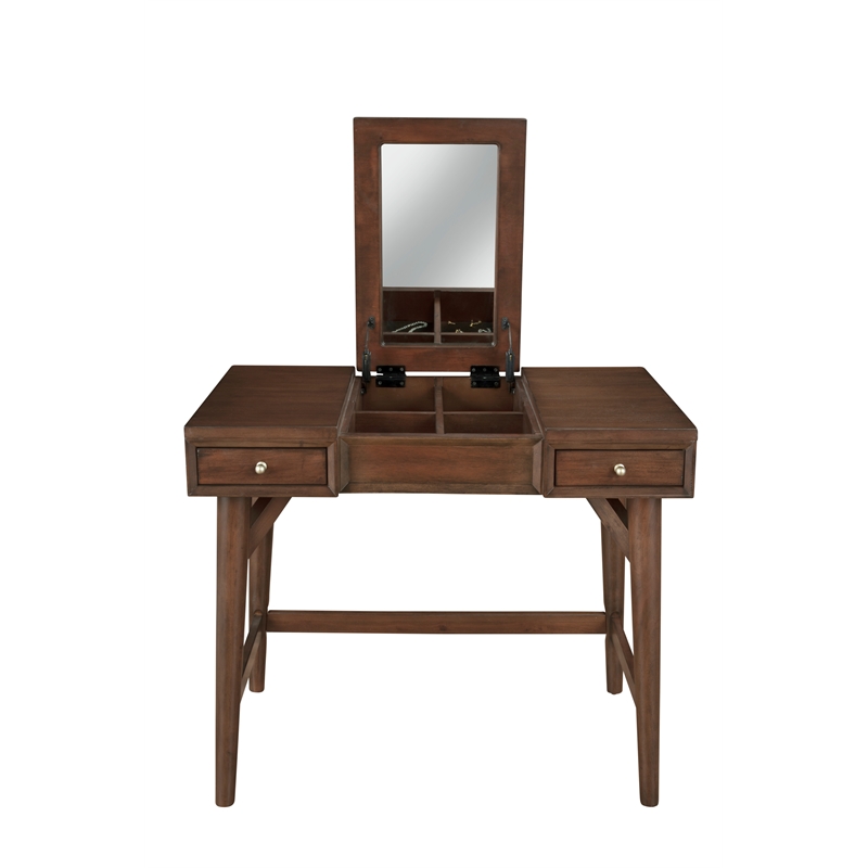 Pemberly Row Modern / Contemporary Bedroom Vanity in Walnut Finish