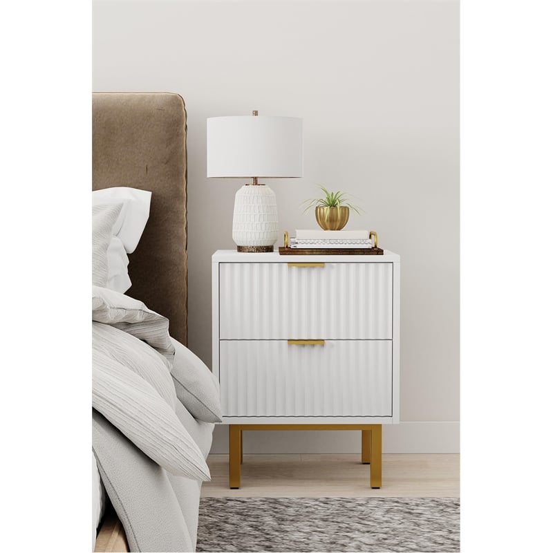Pemberly Row Modern / Contemporary 2 Drawer Nightstand in White