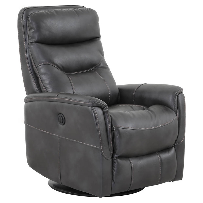 Pemberly Row Polyester/PU Power Swivel Glider Recliner in Flint Gray