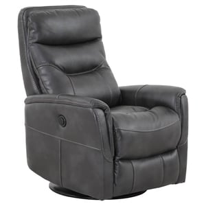 Pemberly Row Polyester/PU Power Swivel Glider Recliner in Flint Gray