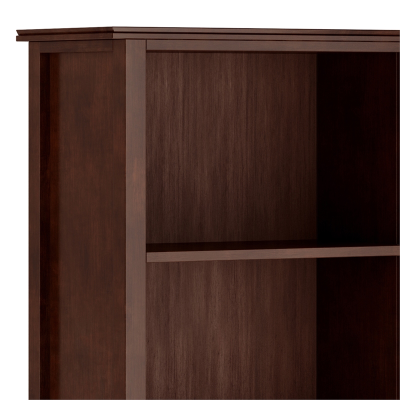 Pemberly Row SOLID WOOD 72x26 inch Contemporary 5 Shelf Bookcase in Russet Brown