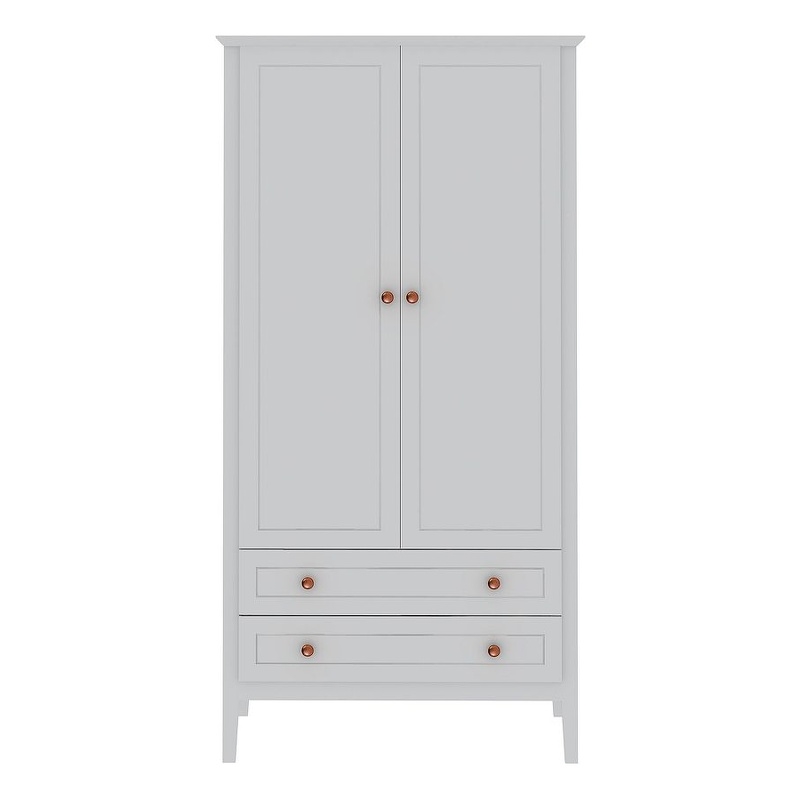 Pemberly Row Modern 2-Drawer Wood Full Wardrobe Armoire in White