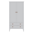 Pemberly Row Modern 2-Drawer Wood Full Wardrobe Armoire in White