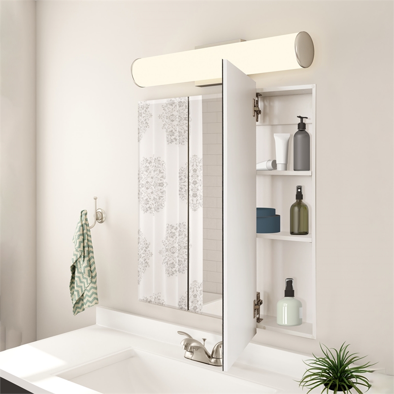 Pemberly Row Modern 24-Inch Wood Medicine Cabinet Mirror in White