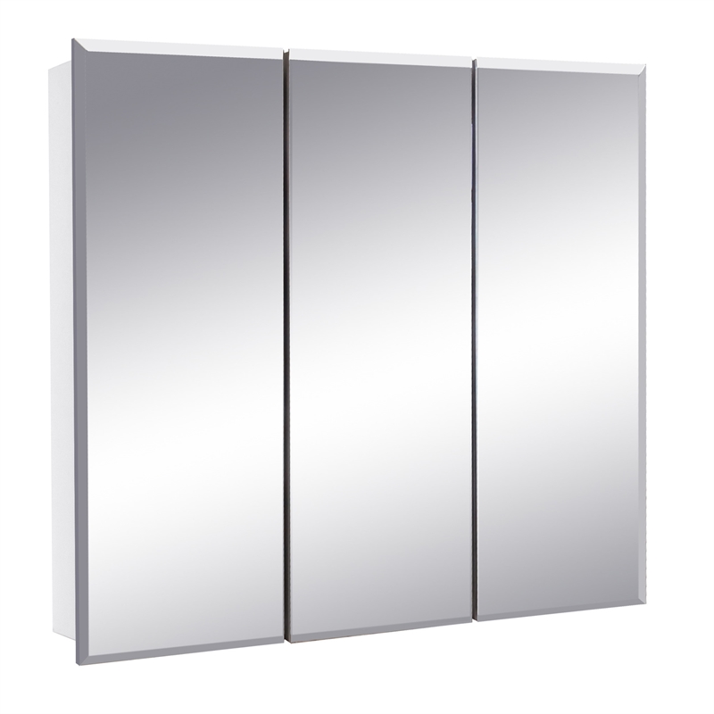 Pemberly Row Modern 24-Inch Wood Medicine Cabinet Mirror in White