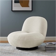 Pemberly Row Modern Boucle Fabric Upholstered Swivel Chair in Ivory/Black