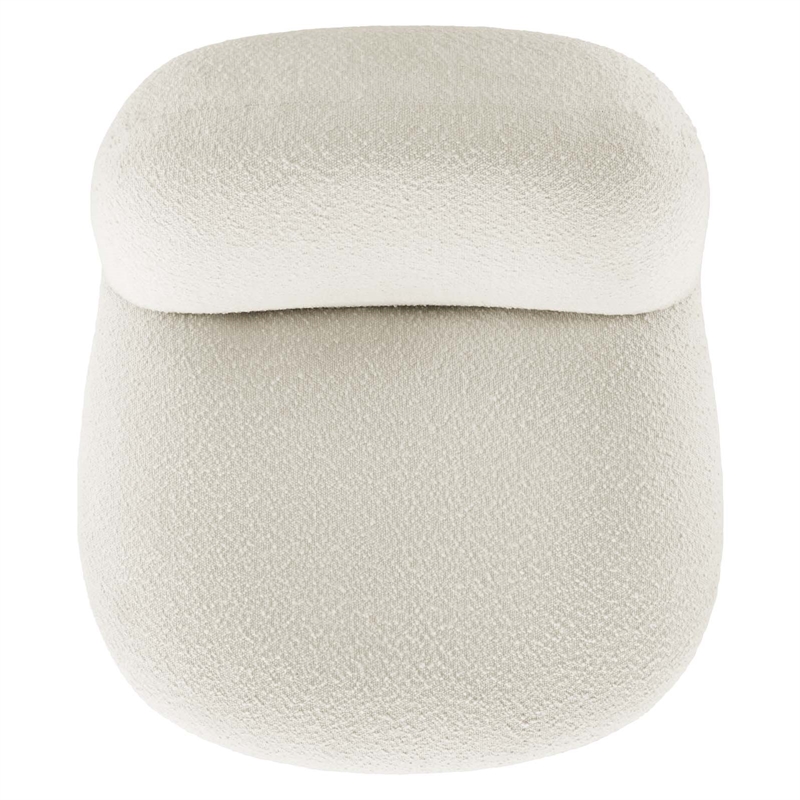 Pemberly Row Modern Boucle Fabric Upholstered Swivel Chair in Ivory/Black