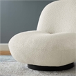Pemberly Row Modern Boucle Fabric Upholstered Swivel Chair in Ivory/Black
