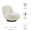 Pemberly Row Modern Boucle Fabric Upholstered Swivel Chair in Ivory/Black