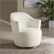 Pemberly Row Modern Boucle Fabric Upholstered Swivel Chair in White