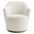 Pemberly Row Modern Boucle Fabric Upholstered Swivel Chair in White