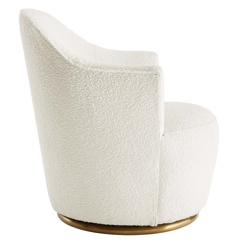 Pemberly Row Modern Boucle Fabric Upholstered Swivel Chair in White