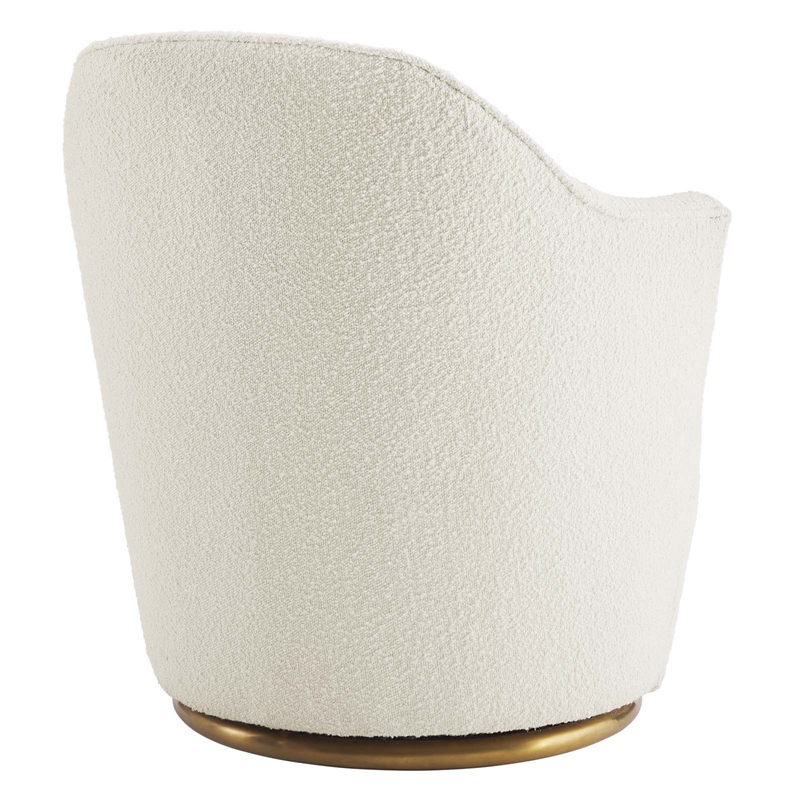 Pemberly Row Modern Boucle Fabric Upholstered Swivel Chair in White