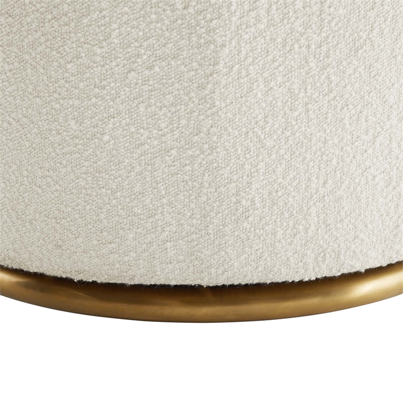 Pemberly Row Modern Boucle Fabric Upholstered Swivel Chair in White