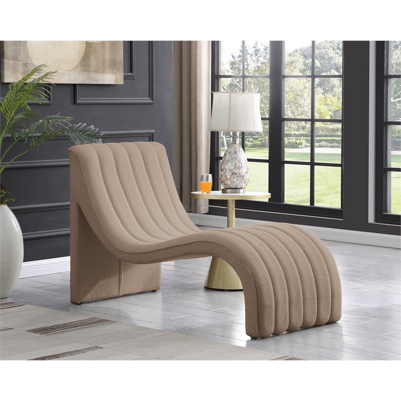 Pemberly Row Modern / Contemporary Beige Teddy Fabric Chaise