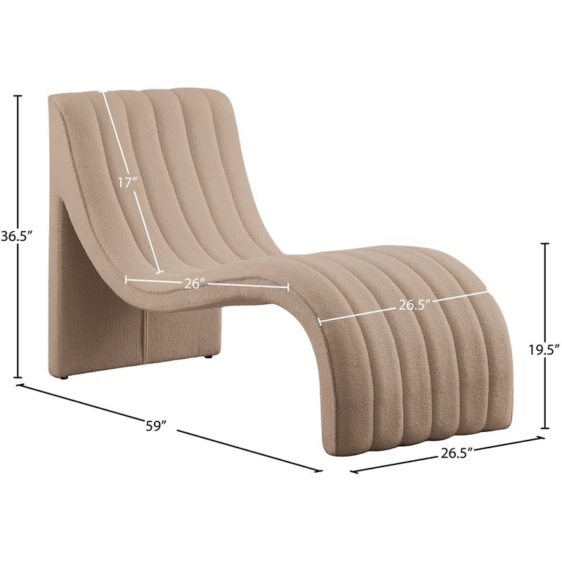Pemberly Row Modern / Contemporary Beige Teddy Fabric Chaise