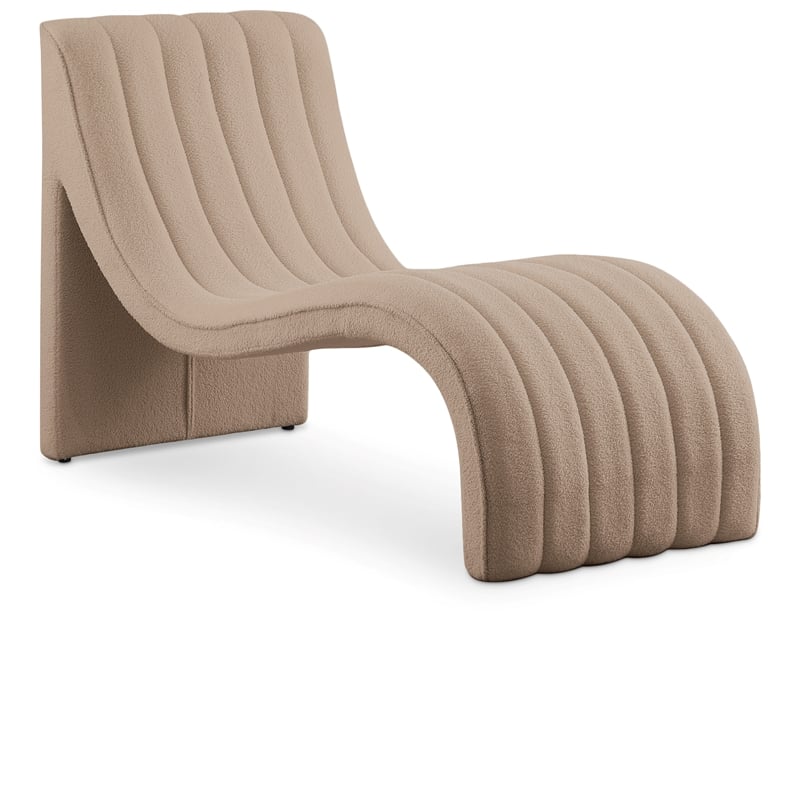 Pemberly Row Modern / Contemporary Beige Teddy Fabric Chaise