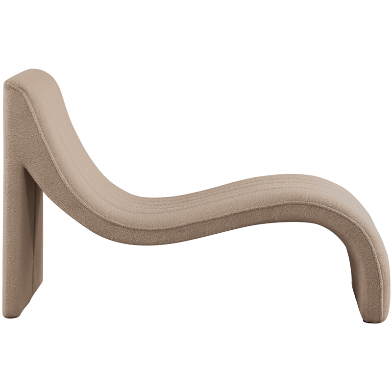Pemberly Row Modern / Contemporary Beige Teddy Fabric Chaise