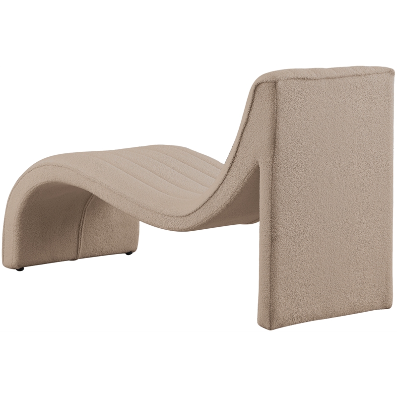 Pemberly Row Modern / Contemporary Beige Teddy Fabric Chaise