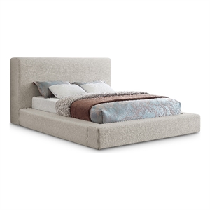 Pemberly Row Contemporary Beige Linen Textured Fabric King Bed