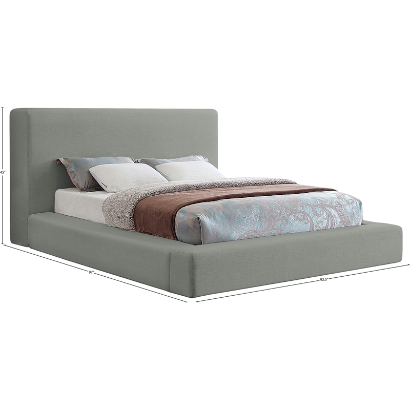 Pemberly Row Contemporary Gray Linen Textured Fabric King Bed