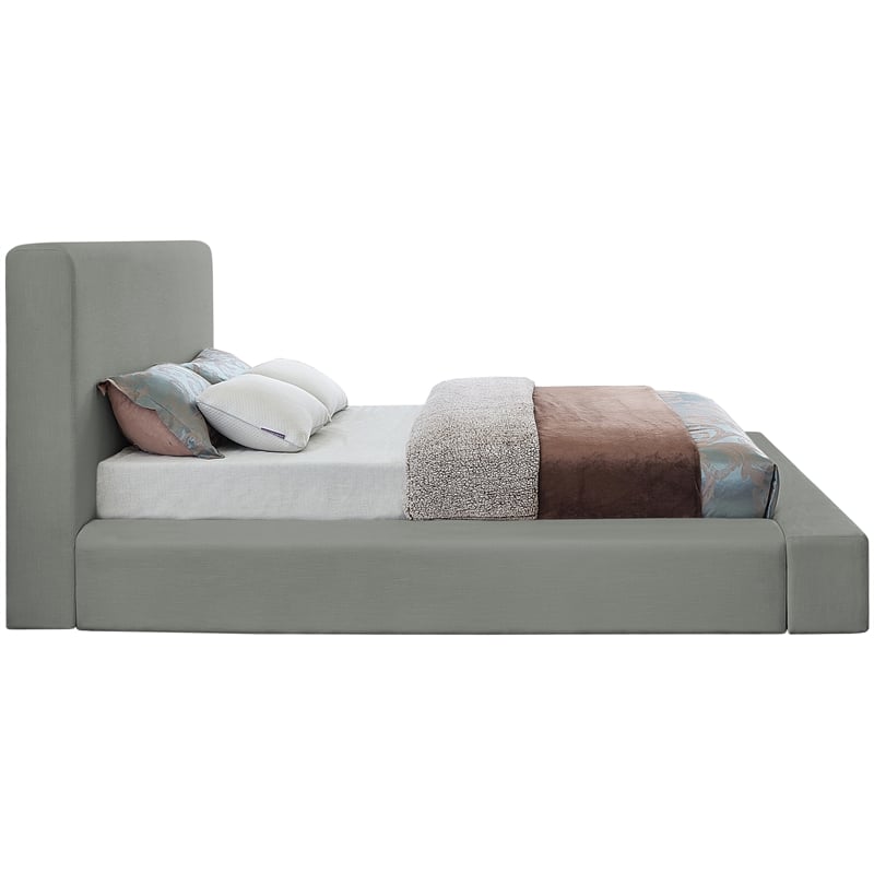 Pemberly Row Contemporary Gray Linen Textured Fabric King Bed