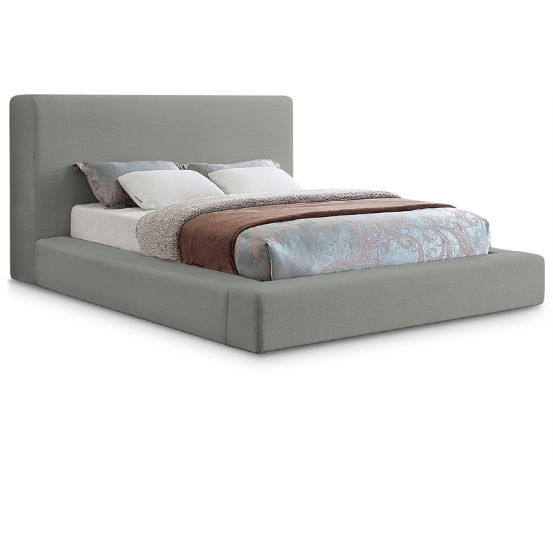 Pemberly Row Contemporary Gray Linen Textured Fabric King Bed