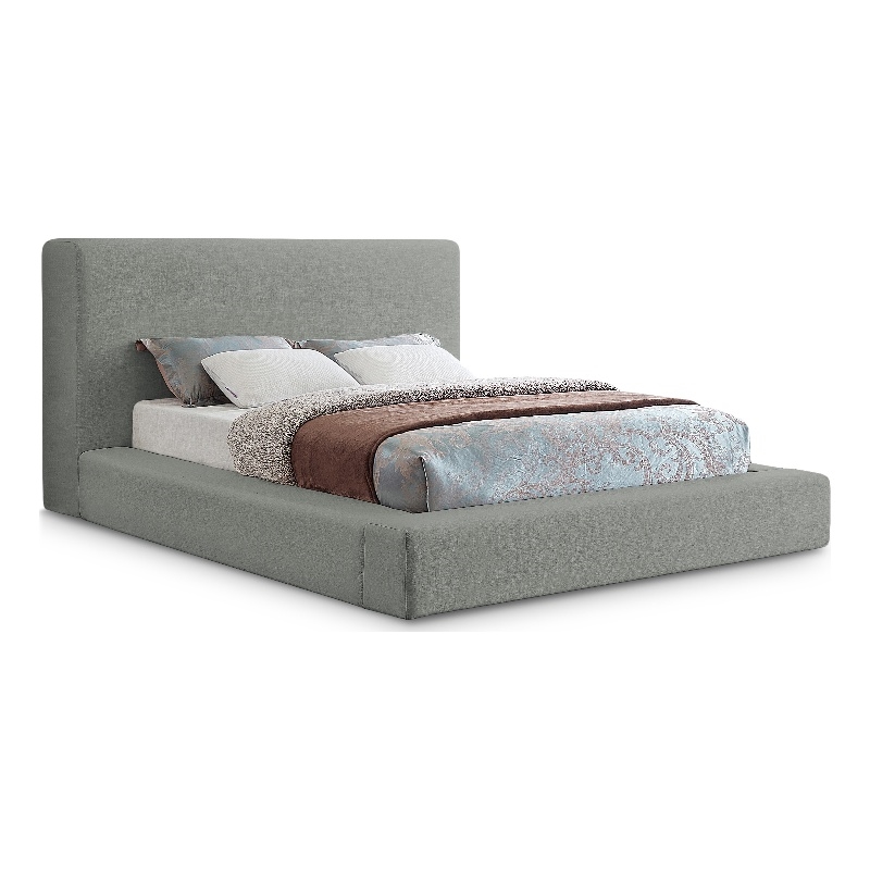 Pemberly Row Contemporary Gray Linen Textured Fabric King Bed