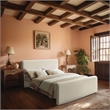 Pemberly Row Modern / Contemporary Cream Finish Velvet Full Bed