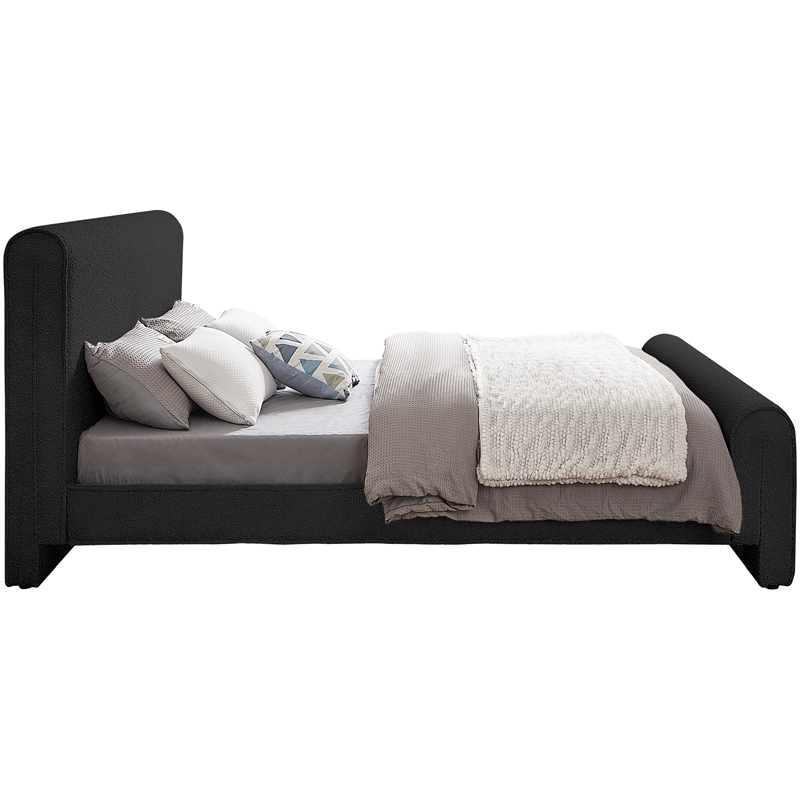 Pemberly Row Modern / Contemporary Black Boucle Fabric King Bed
