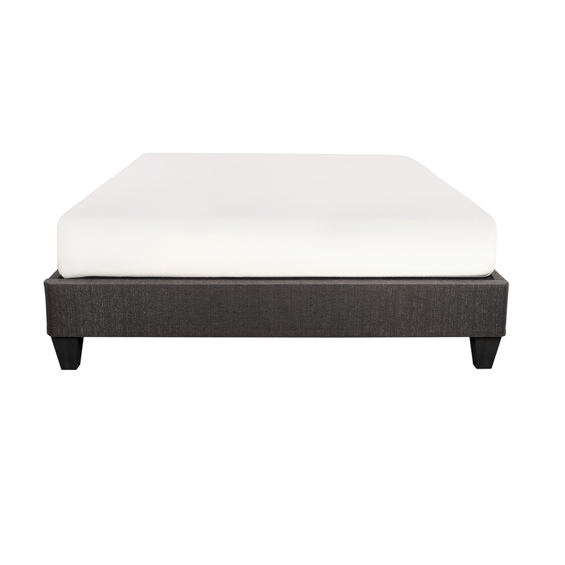 Pemberly Row King Wood and Fabric Platform Bed Frame in Stone