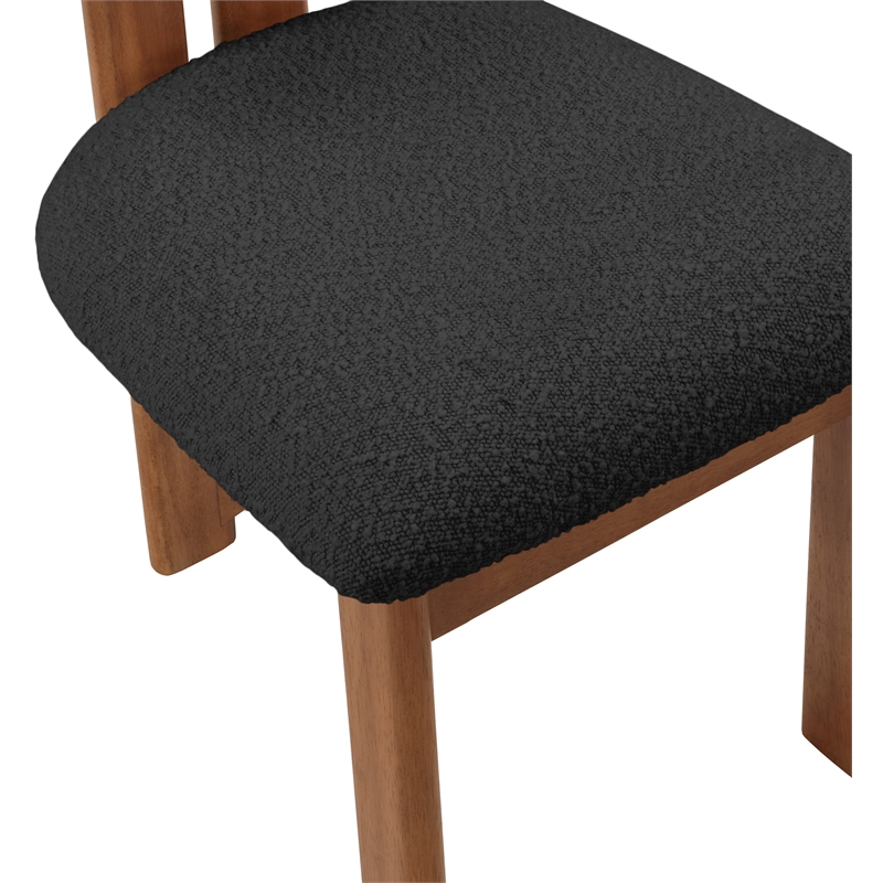 Pemberly Row Modern Black Boucle Fabric Dining Chair (Set of 2)