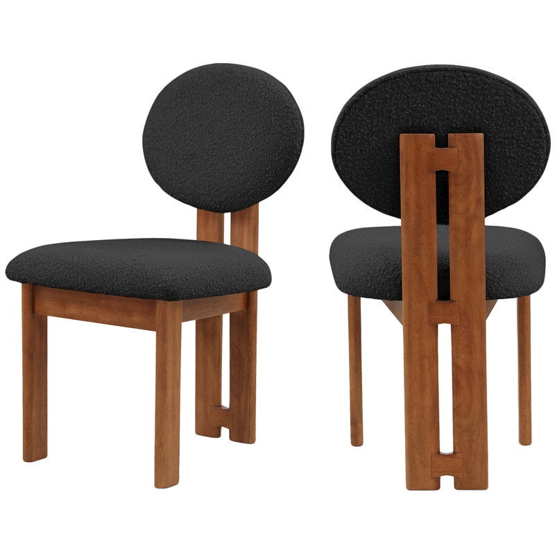 Pemberly Row Modern Black Boucle Fabric Dining Chair (Set of 2)