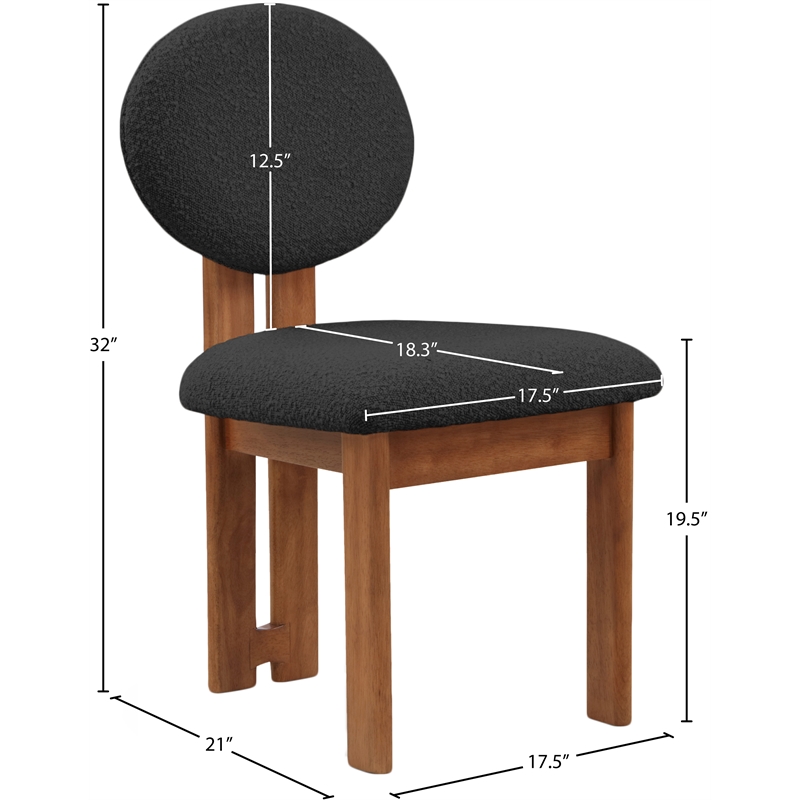 Pemberly Row Modern Black Boucle Fabric Dining Chair (Set of 2)