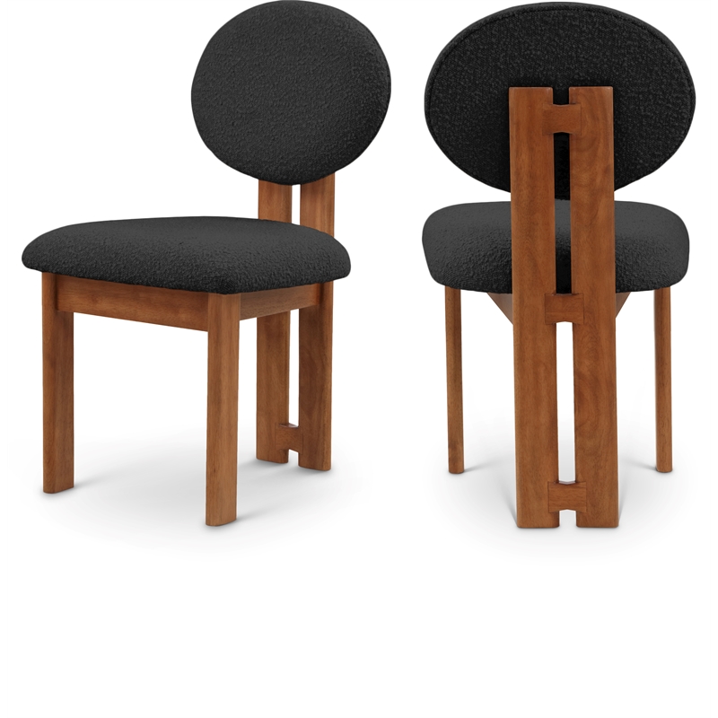 Pemberly Row Modern Black Boucle Fabric Dining Chair (Set of 2)