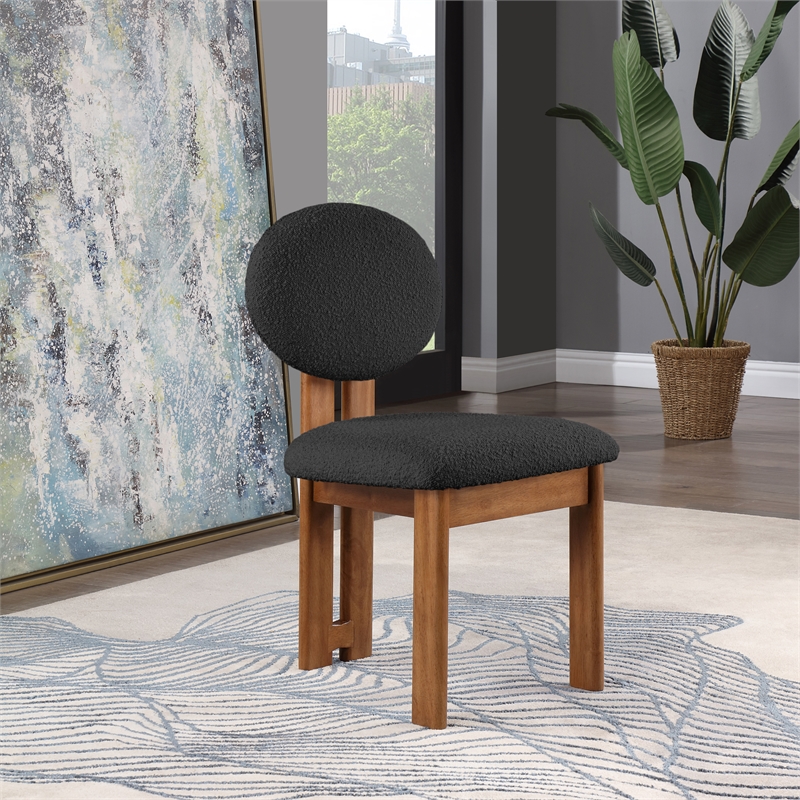 Pemberly Row Modern Black Boucle Fabric Dining Chair (Set of 2)
