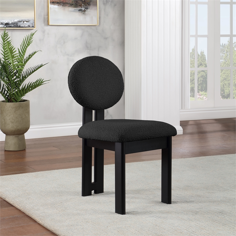 Pemberly Row Modern Black Boucle Fabric Dining Chair (Set of 2)