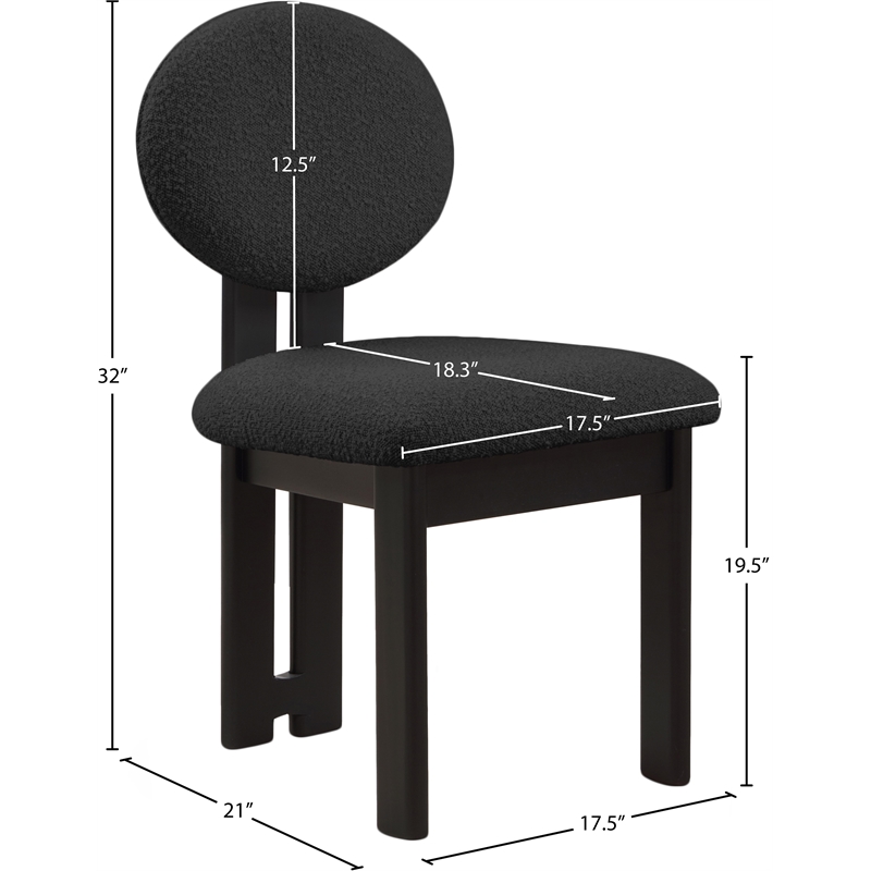 Pemberly Row Modern Black Boucle Fabric Dining Chair (Set of 2)
