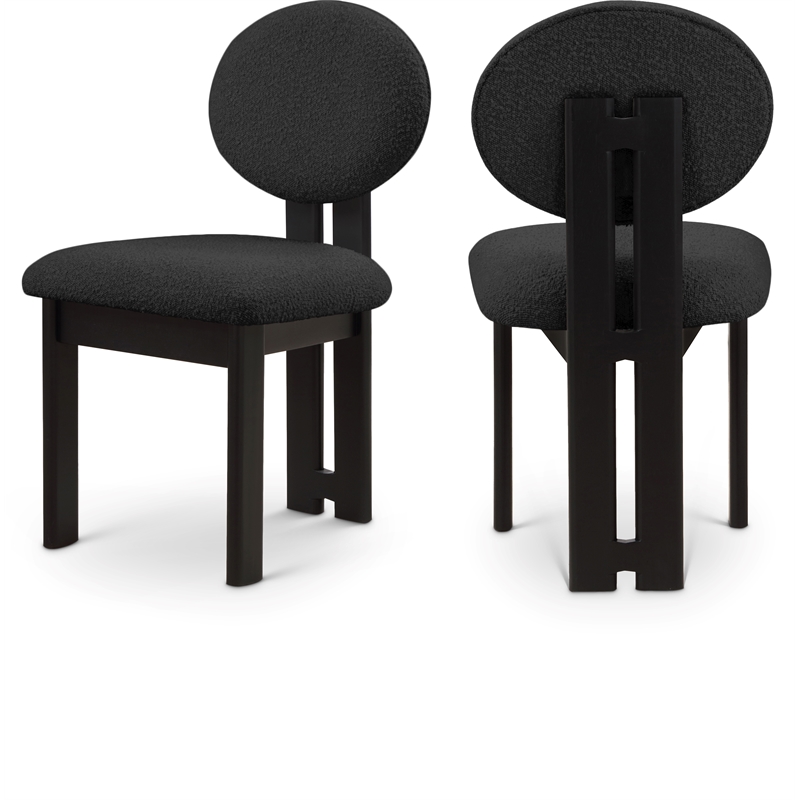 Pemberly Row Modern Black Boucle Fabric Dining Chair (Set of 2)