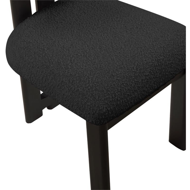 Pemberly Row Modern Black Boucle Fabric Dining Chair (Set of 2)