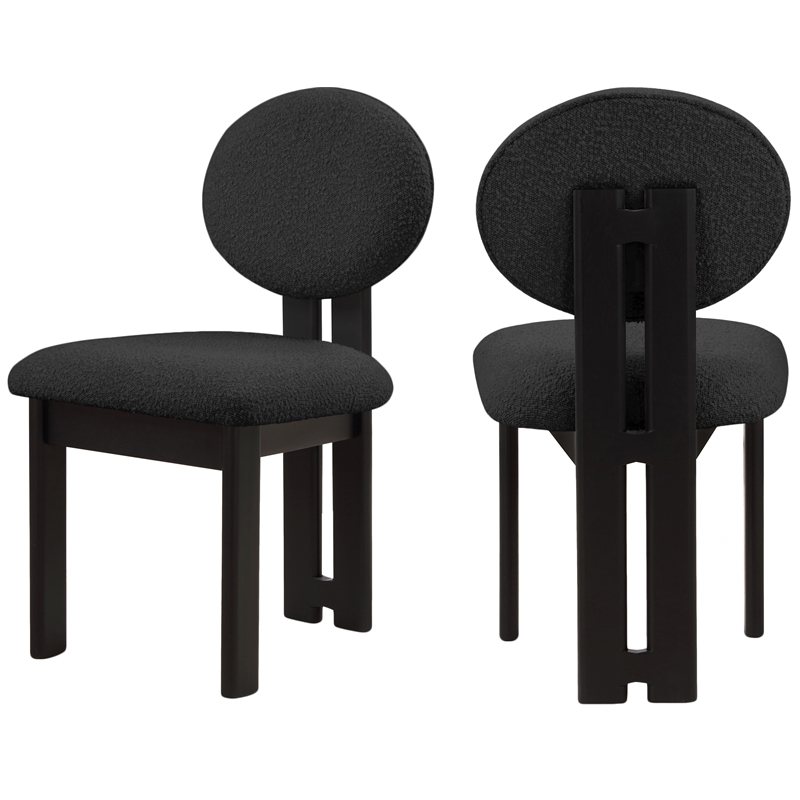 Pemberly Row Modern Black Boucle Fabric Dining Chair (Set of 2)