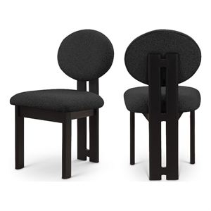 Pemberly Row Modern Black Boucle Fabric Dining Chair (Set of 2)