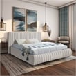 Pemberly Row Modern / Contemporary Cream Finish Velvet Queen Bed