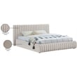 Pemberly Row Modern / Contemporary Cream Finish Velvet Queen Bed