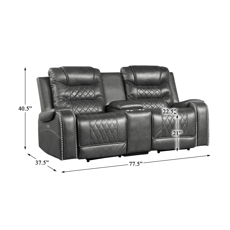 Pemberly Row 2-Piece Upholstered Power Reclining Sofa Set in Gray