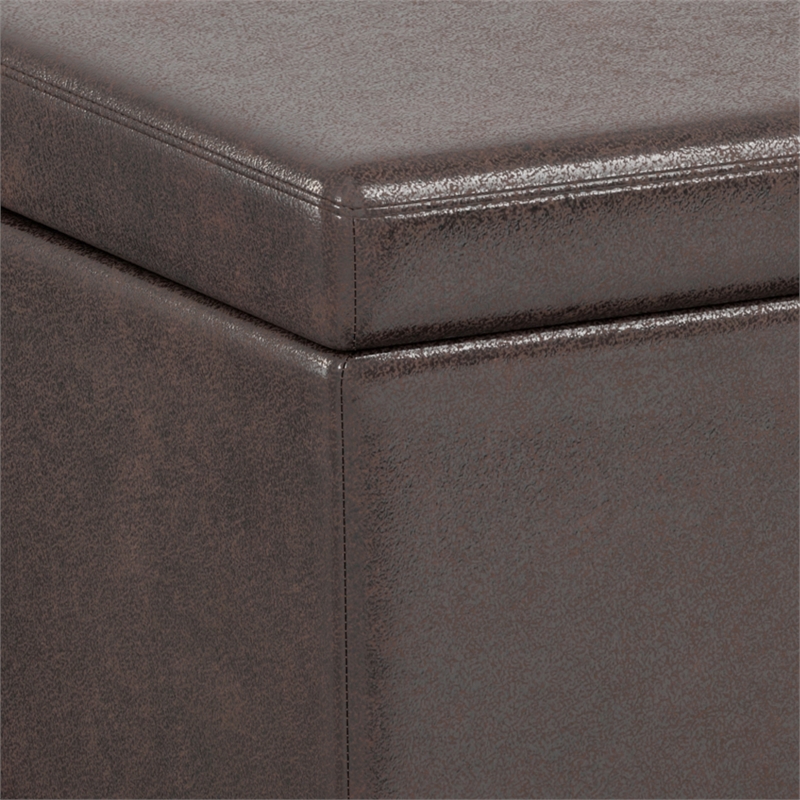 Pemberly Row Extra Large Storage Ottoman Bench - Brown Vegan Faux Leather
