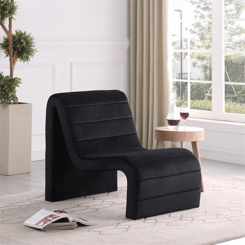 Pemberly Row Modern / Contemporary Black Velvet Accent Chair