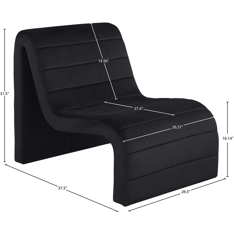 Pemberly Row Modern / Contemporary Black Velvet Accent Chair